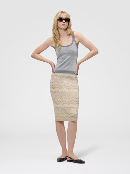 Mini-jupe en laine et viscose chevron, Beige - DS26WH0MBK01JZS01MS