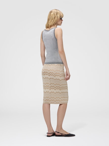 Mini-jupe en laine et viscose chevron, Beige - DS26WH0MBK01JZS01MS