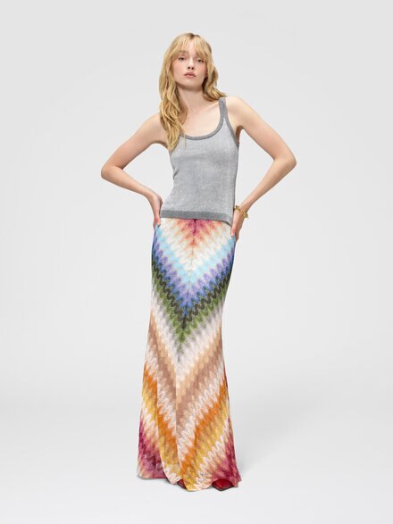 Jupe longue en viscose motif dentelle, Multicolore  - DS26WH0NBR015KSMSPT