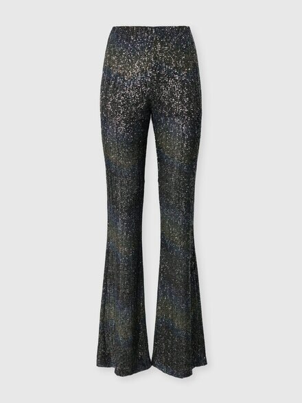 Flare trousers with woven Greek key motif, Multicoloured  - DS26WI09BC006GS91SZ