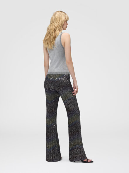 Flare trousers with woven Greek key motif, Multicoloured  - DS26WI09BC006GS91SZ
