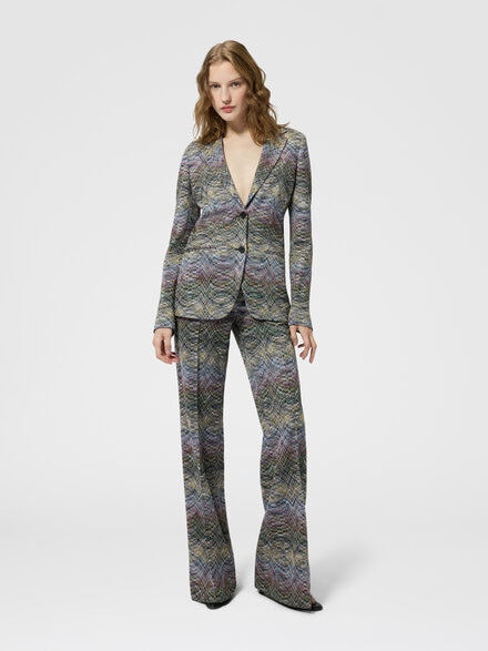 Pantaloni sartoriali in viscosa lam&eacute; fiammata, Multicolore  - DS26WI0BBR015SSMSON