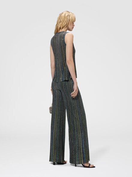 Pantalon palazzo c&ocirc;tel&eacute; avec paillettes, Vert  - DS26WI0HBK01J8S616T