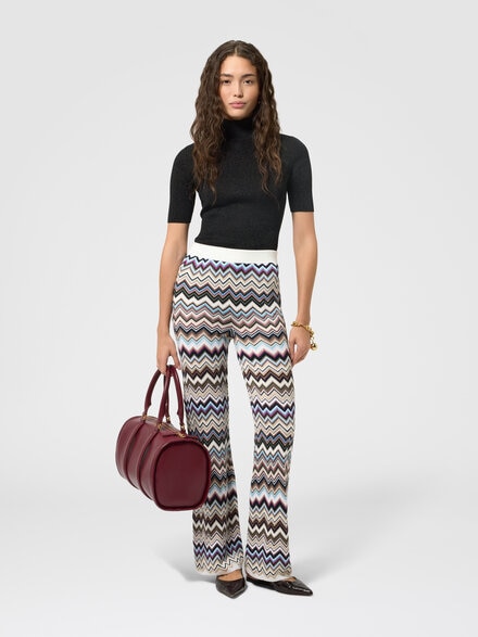 Straight-leg viscose and wool chevron trousers, Multicoloured  - DS26WI0IBK01KOSMSPL