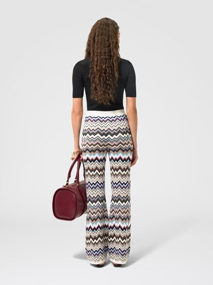Straight-leg viscose and wool chevron trousers, Multicoloured  - DS26WI0IBK01KOSMSPL