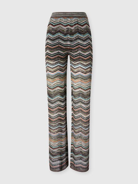 Chevron palazzo trousers with sequins, Multicoloured  - DS26WI0KBK01KSSMSPO