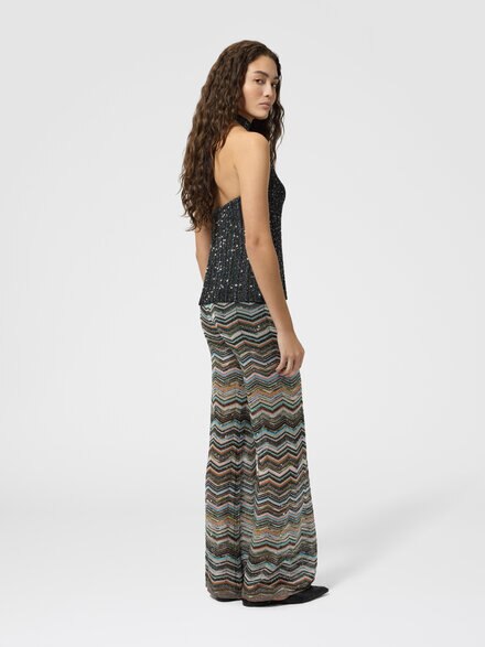 Chevron palazzo trousers with sequins, Multicoloured  - DS26WI0KBK01KSSMSPO