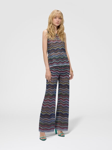 Pantalon palazzo chevron avec paillettes, Multicolore  - DS26WI0KBK01KSSMSQC