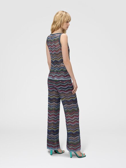 Pantalon palazzo chevron avec paillettes, Multicolore  - DS26WI0KBK01KSSMSQC