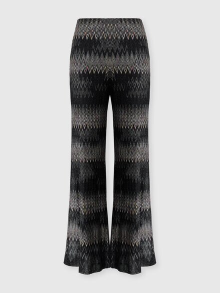 Pantal&oacute;n palazzo en viscosa lam&eacute; chevron, Negro - DS26WI11BR0153S91RB
