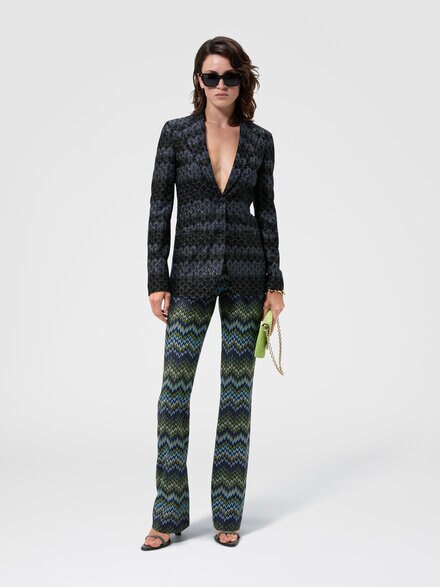 Pantal&oacute;n flare en viscosa con motivo snake, Multicolor  - DS26WI13BR016FS91TQ
