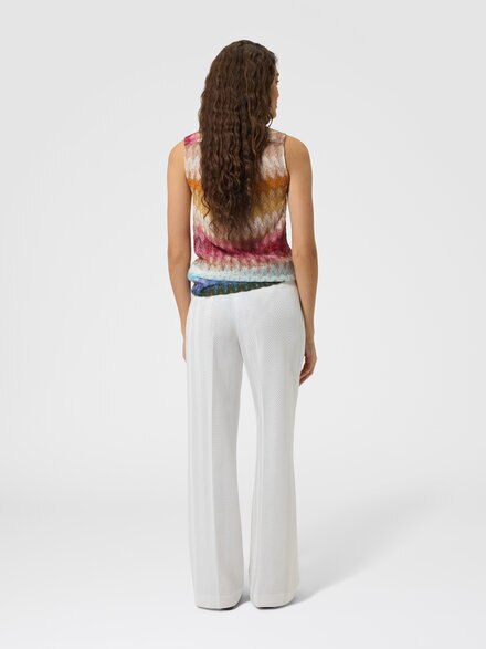 Sleeveless viscose lam&eacute; blouse with lace motif, Multicoloured  - DS26WK08BR015KSMSPT