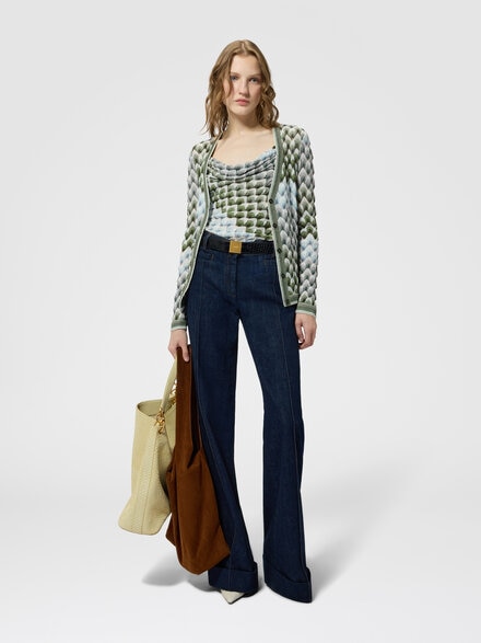 Lace motif top with draped neckline, Multicoloured  - DS26WK09BR015LS616R