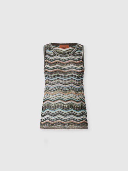 Sleeveless chevron viscose-blend top, Multicoloured  - DS26WK0HBK01KSSMSPO