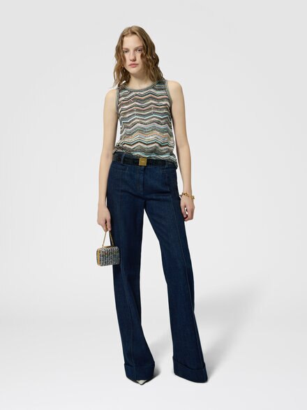 Sleeveless chevron viscose-blend top, Multicoloured  - DS26WK0HBK01KSSMSPO