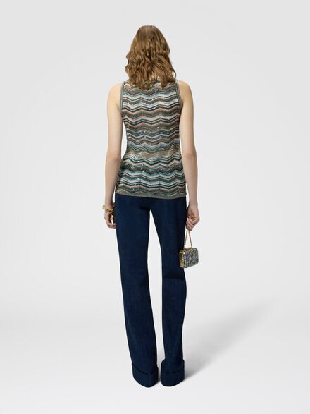 Sleeveless chevron viscose-blend top, Multicoloured  - DS26WK0HBK01KSSMSPO