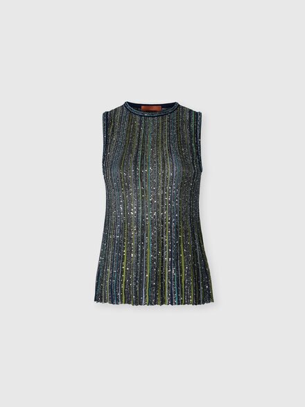 Top c&ocirc;tel&eacute; sans manches avec paillettes, Vert  - DS26WK0JBK01J8S616T