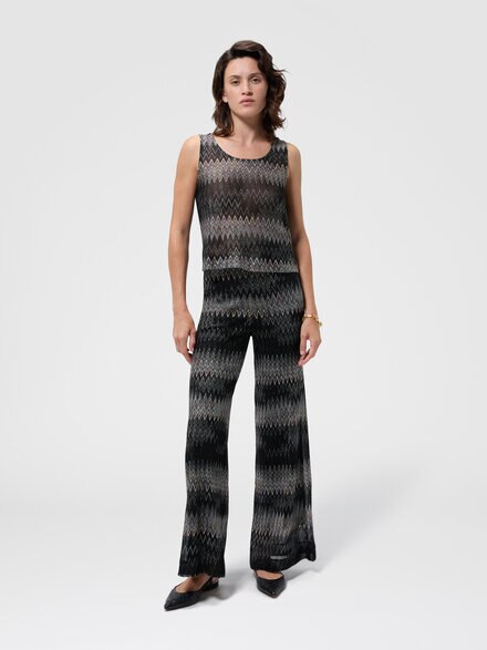 Top sin mangas en viscosa lam&eacute; chevron, Negro - DS26WK0QBR0153S91RB