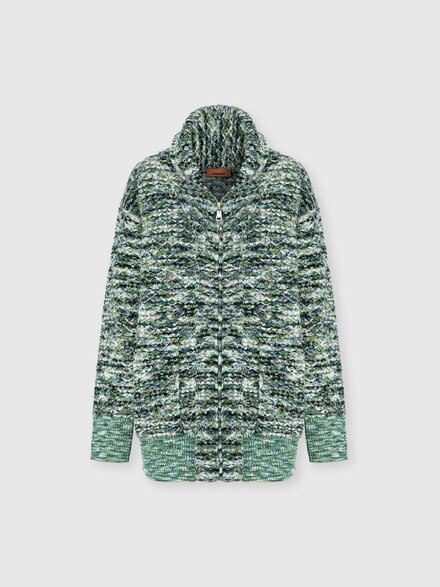 Oversized full-zip cardigan with 3D construction, Multicoloured  - DS26WM0EBK01KCS01MU