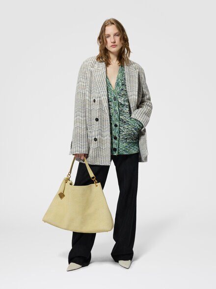 Oversized cardigan with patch pockets and 3D construction, Multicoloured  - DS26WM0FBK01KCS01MU