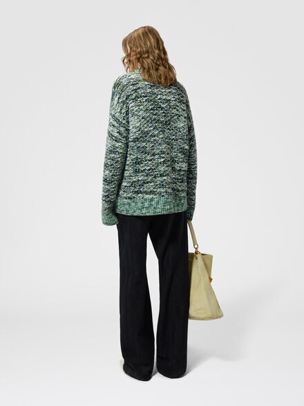Oversized cardigan with patch pockets and 3D construction, Multicoloured  - DS26WM0FBK01KCS01MU