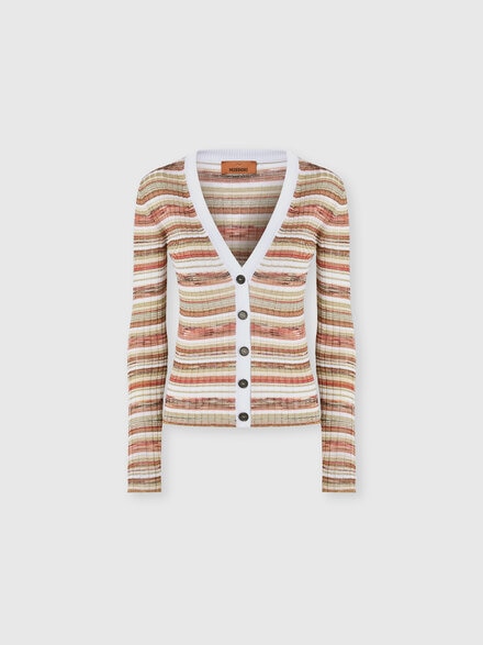 Cardigan c&ocirc;tel&eacute; ray&eacute; en m&eacute;lange de viscose, Multicolore  - DS26WM0KBK01JAS30GD