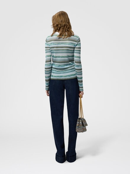 Ribbed striped viscose-blend cardigan, Multicoloured  - DS26WM0KBK01JAS72R4