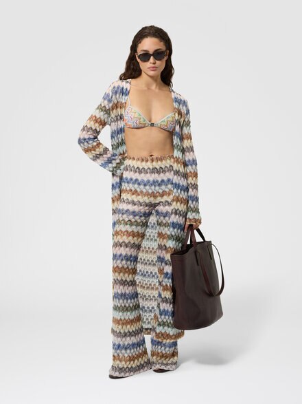 Cardigan lungo in viscosa lam&eacute; motivo pizzo, Multicolore  - DS26WM0OBR015PSMSPU