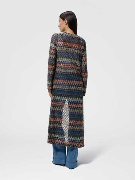 C&aacute;rdigan largo en viscosa lam&eacute; con motivo encaje, Multicolor  - DS26WM0OBR015PSMSPV