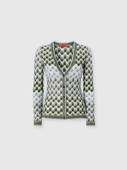 Slim viscose lam&eacute; cardigan with lace motif, Multicoloured  - DS26WM0PBR015LS616R