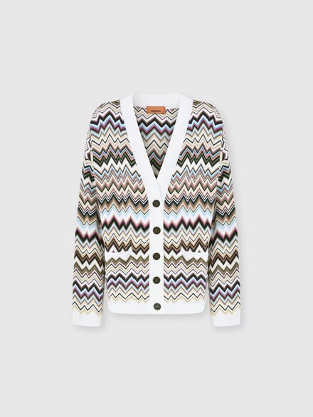 Cardigan oversize en laine et viscose zig zag, Multicolore  - DS26WM0QBK01KOSMSPL