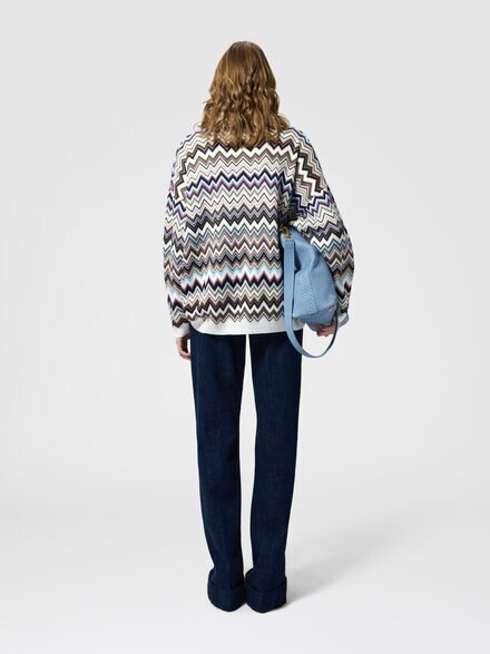 Polo oversize en laine et viscose zig zag, Multicolore  - DS26WN1BBK01KOSMSPL