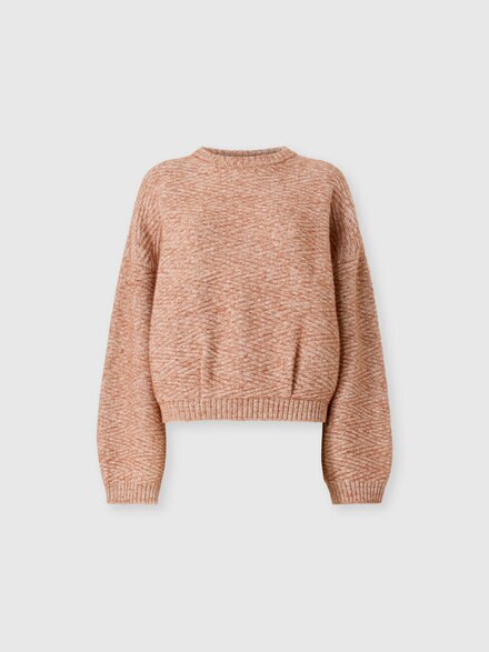 Oversized crew-neck long-sleeve knit, Beige - DS26WN1YBK01L7S80FI