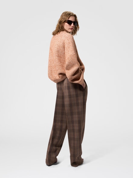 Oversized crew-neck long-sleeve knit, Beige - DS26WN1YBK01L7S80FI