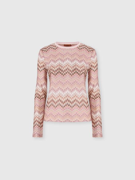 Jersey de manga larga en viscosa con motivo snake, Rosa & Multicolor - DS26WN2YBR016FS30GJ