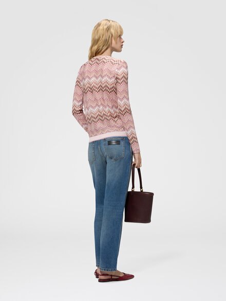 Jersey de manga larga en viscosa con motivo snake, Rosa & Multicolor - DS26WN2YBR016FS30GJ