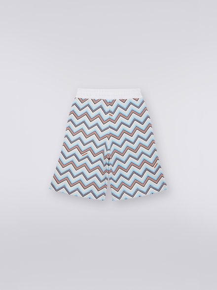 Plain cotton shorts with zigzag patterned back, Multicoloured  - KS23SI0CBV00DFS019C
