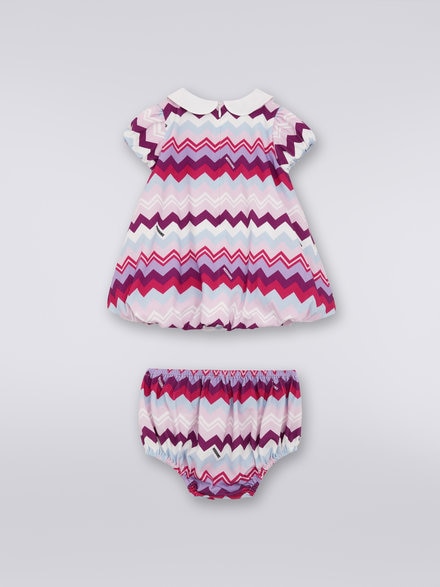Two-piece set with dress and culotte trousers in zigzag cotton, Multicoloured  - KS23WG02BV00E0SM96I