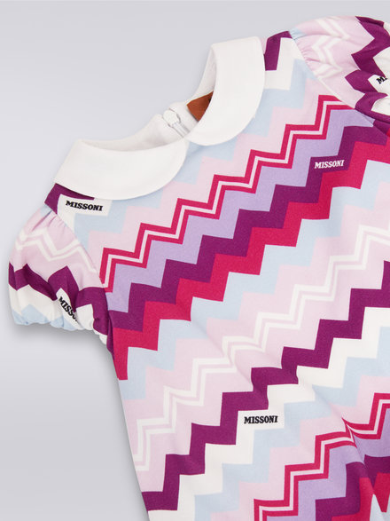 Two-piece set with dress and culotte trousers in zigzag cotton, Multicoloured  - KS23WG02BV00E0SM96I
