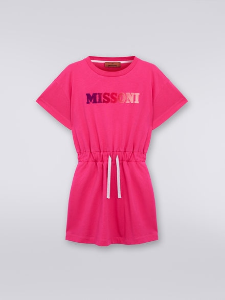 Long-sleeved cotton dress with logo  , Pink   - KS23WG03BV00E0S30CJ