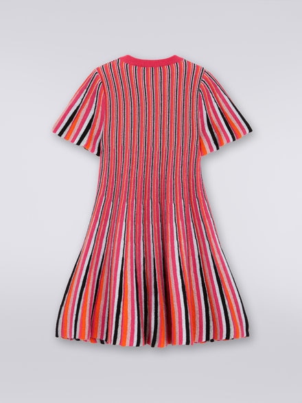 Viscose blend vertical striped dress with lurex, Multicoloured  - KS23WG0BBV00E0SM923