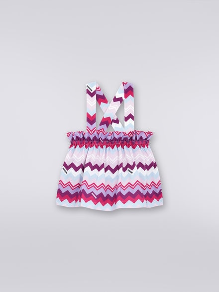 Skirt in zigzag cotton blend with braces , Multicoloured  - KS23WH01BV00E0SM96I