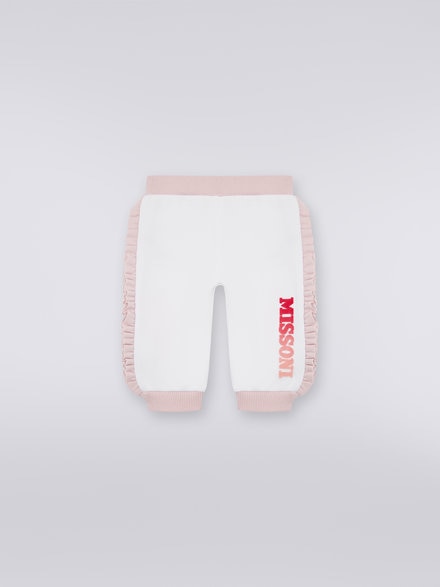 Cotton fleece joggers with gathers and logo, Pink   - KS23WI01BV00E0S019I