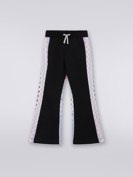 Flared cotton joggers with zigzag pattern , Black    - KS23WI0CBV00E0SM973