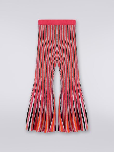 Viscose blend vertical striped flared trousers with lurex, Multicoloured  - KS23WI0EBV00E0SM923