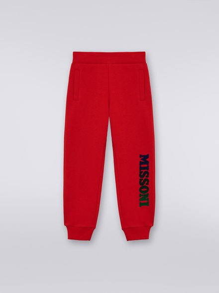 Cotton fleece joggers with logo, Red  - KS23WI0IBV00E3S414W