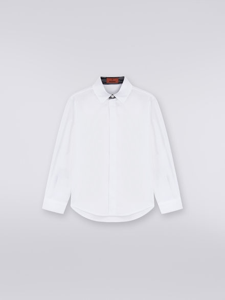 Cotton shirt with slub inserts, Black & White - KS23WJ01BV00E3SM92N