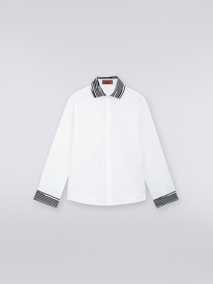 Camicia a maniche lunghe in cotone, Bianco & Nero - KS23WJ02BV00EOSM92N