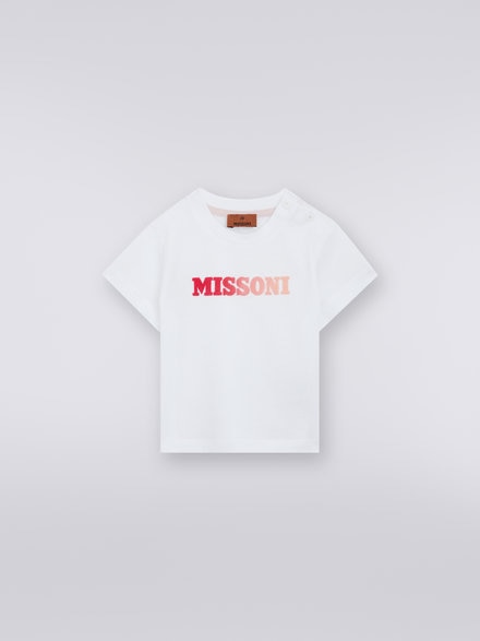 Cotton T-shirt with dégradé logo, White  - KS23WL02BV00E0S019E