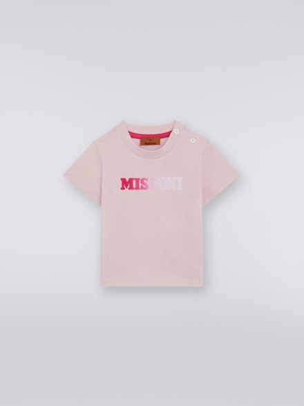 Cotton T-shirt with dégradé logo, Multicoloured  - KS23WL02BV00E0S506U